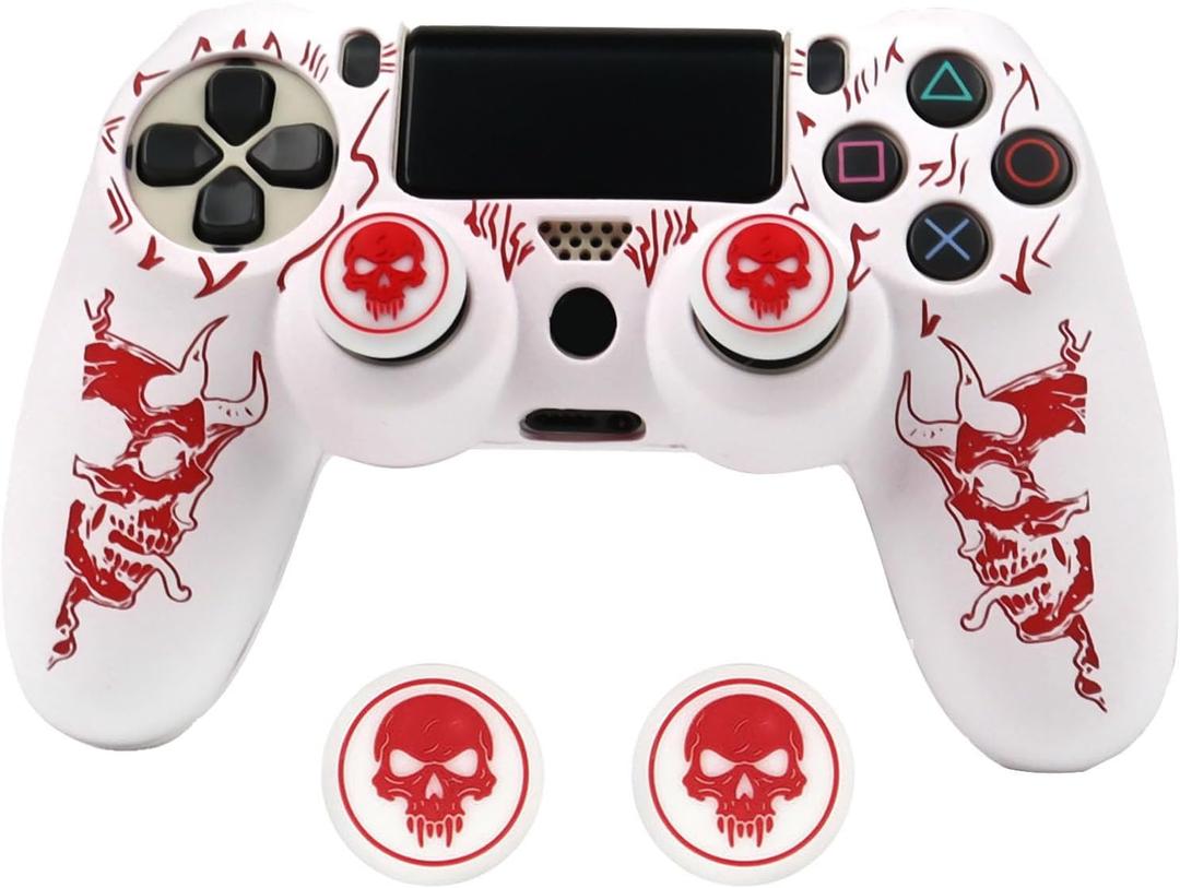 RALAN Horned Skull Head Design Controller Skin Cover with 2 Thumb Grips Compatible with PS4/Playstation 4 Slim/Pro Controller