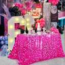 LuoluoHouse Sequin Tablecloth Rectangle Table: 50x106 Inch Payette Fabric Hot Pink Table Cloth for Birthday Parties Birthday Valentine's Day Decorations