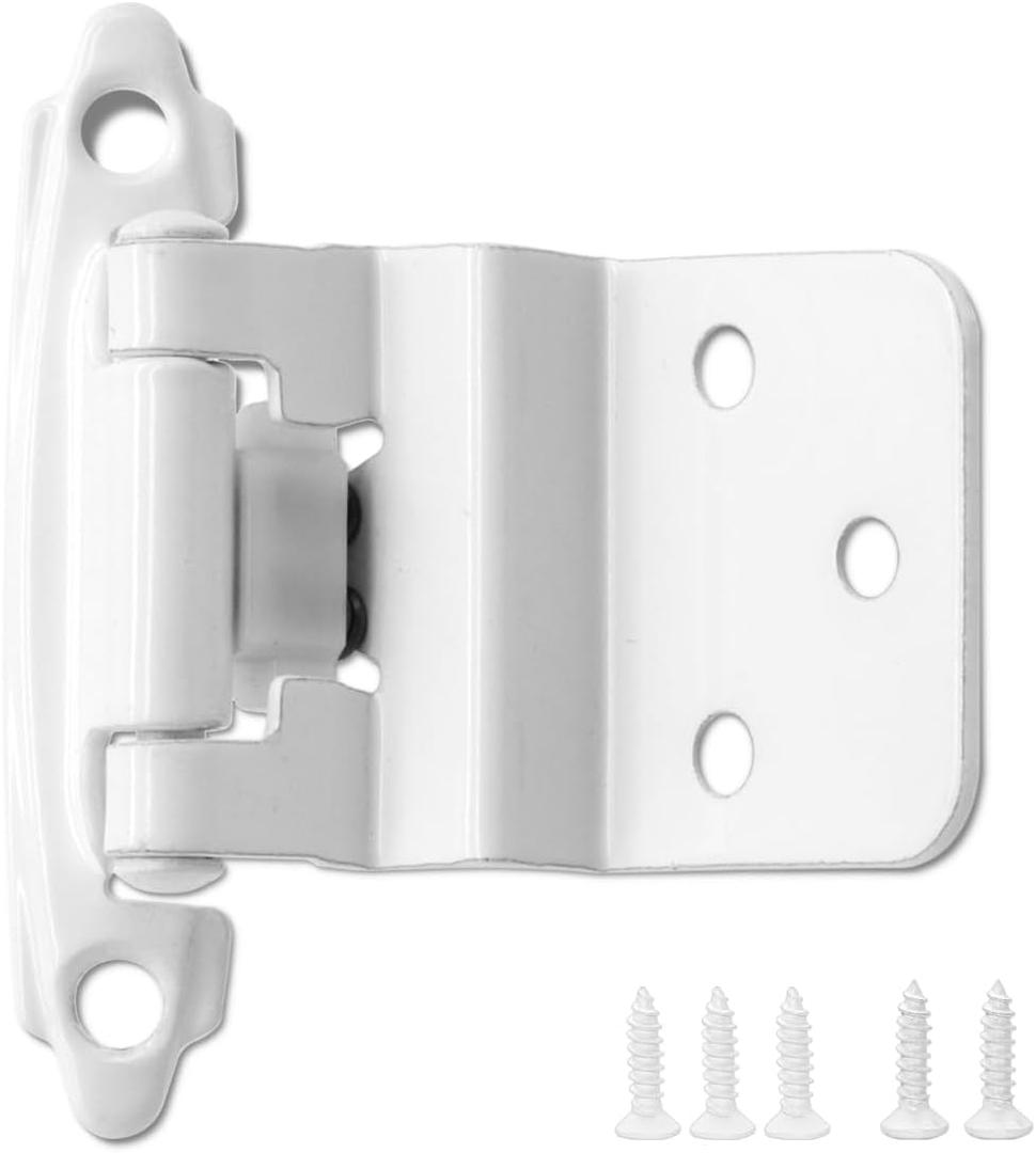 White Cabinet Hinges, 15 Pairs(30 Pack) 3/8 Inch Inset Self Closing Hinges for Cabinets Doors, 3/8 Inset White Kitchen Hardware Cabinet Door Hinges