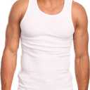 Mens Camo Muscle Tank Top Gym Work Out Super Thick 3 Pack (5X, White)