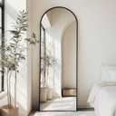 Whitmor Full Length Mirror, 64"x21" Standing Full Body Mirror with Aluminum Alloy Frame, Floor Mirror for Bedroom Bathroom Wall Decor, Arched, Black