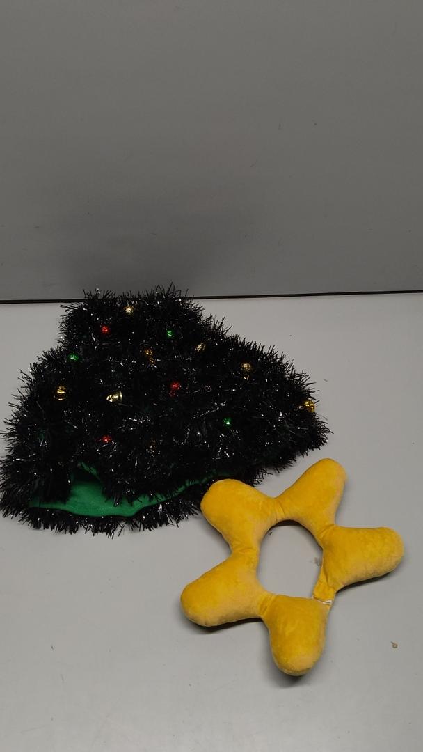 Christmas Tree Goose Outfit with LED Lights Christmas Porch Goose Costume Fits Large 23'' Lawn Yard Patio Statue Outdoor Holiday Outfit Clothes Decoration with Bells, Lights and Golden Balls