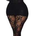 Kafiloe Sexy 3 Piece Outfits for Women Clubwear Lace Tube Mini Dress Top with Stockings Set Birthday Outfits (Large, Black)