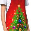 2Pcs Christmas Tree Snowman Aprons Waterdrop Resistant Kitchen Cooking Aprons for Women Men Chef Wedding Cool Bridal Engagement Christmas Gifts for Couple