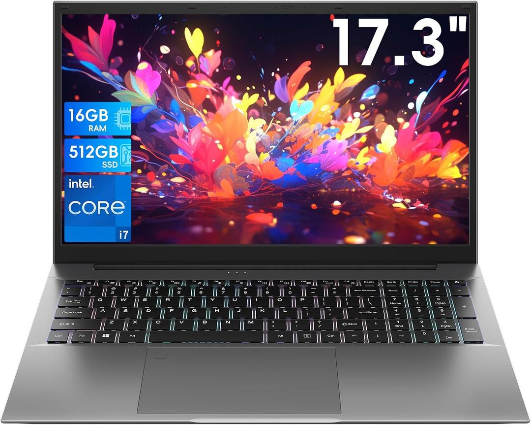 17.3 Inch Laptop, Core i7 CPU (Up to 4.5 GHz), 16GB RAM, 512GB SSD, WIFI 6