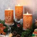 Baquler 3 Pcs Gingerbread Christmas Flameless LED Pillar Candles, Battery Operated Joy Letter Candles Holiday Centerpiece Candlestick for Xmas Table Farmhouse Rustic Home Decor (4.9'')