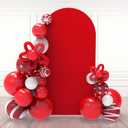 Babenest 7.2Ft Red Wedding Arch Cover, Spandex Fitted Arch Backdrop for Photography, Round Top Chiara for Party Ceremony Birthday Baby Shower Anniversary Decoration