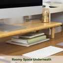 Bamboo Dual Monitor Stand Riser with Underneath Storage, Ergonomic Desk Shelf Supports PC Computer Monitor, Printer, TV for Home, Office, Natural