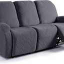 Ruaozz Recliner Sofa Covers Recliner Chair Covers Couch Covers for Reclining Couches with Pockets Washable Furniture Protector with Elastic Bottom (3 Seater, Dark Gray)