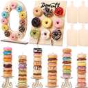 Lallisa 12 Pcs Wooden Donut Stand Set Number 0 Donut Display Stand 1 Doughnut Wall Display 4 Mini Charcuterie Boards 6 Doughnut Holder Tower for Dessert Table Birthday Wedding Baby Shower Party Decor