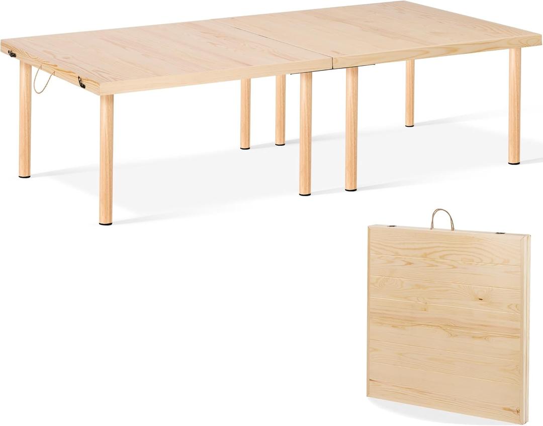HPC Decor Outdoor Picnic Table, Size 60 X 30, Weight 39 lbs, Portable, Outdoor, Good for Family Travel, with Two Sets of Eight Leg Stands, Pure Natural Solid Wood