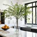 Suncalla 3 Pcs Artificial Greenery Stems 40 Inches Tall Faux Nandina Branches Fake Greenery Plants Bamboo Leaves Stems for Vase Wedding Living Room Bedroom Home Office Shop Kitchen Garden Decor