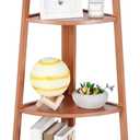 5-Tier Corner Shelf Stand, Tall Wood Shelf, Bookshelf for Living Room, Bedroom, Office, Plant Display, Rustic Brown Freestanding Triangle Storage Rack