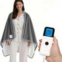 OIPUNSHLE Heated Wearable Shawl 33x59 Inch, 6 Heating Levels & 5 Timer Settings, Soft Sherpa to Fleece, UL Certified with Auto Shut Off, Machine Washable Gift for Christmas Home Office (Gray)