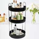Rotating Makeup Organizer Countertop 3 Tier Lazy Susan Trays Spinning Skincare Perfume Storage for Bathroom Counter Vanity, Black