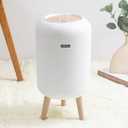 Bedroom Trash Can with Lid,3 Gallon / 11L Garbage Can with Pop-Up Lid, Small Trash Cans Plastic Waste Basket with Removable Legs for Bathroom, Kitchen, Bedroom, Office-White