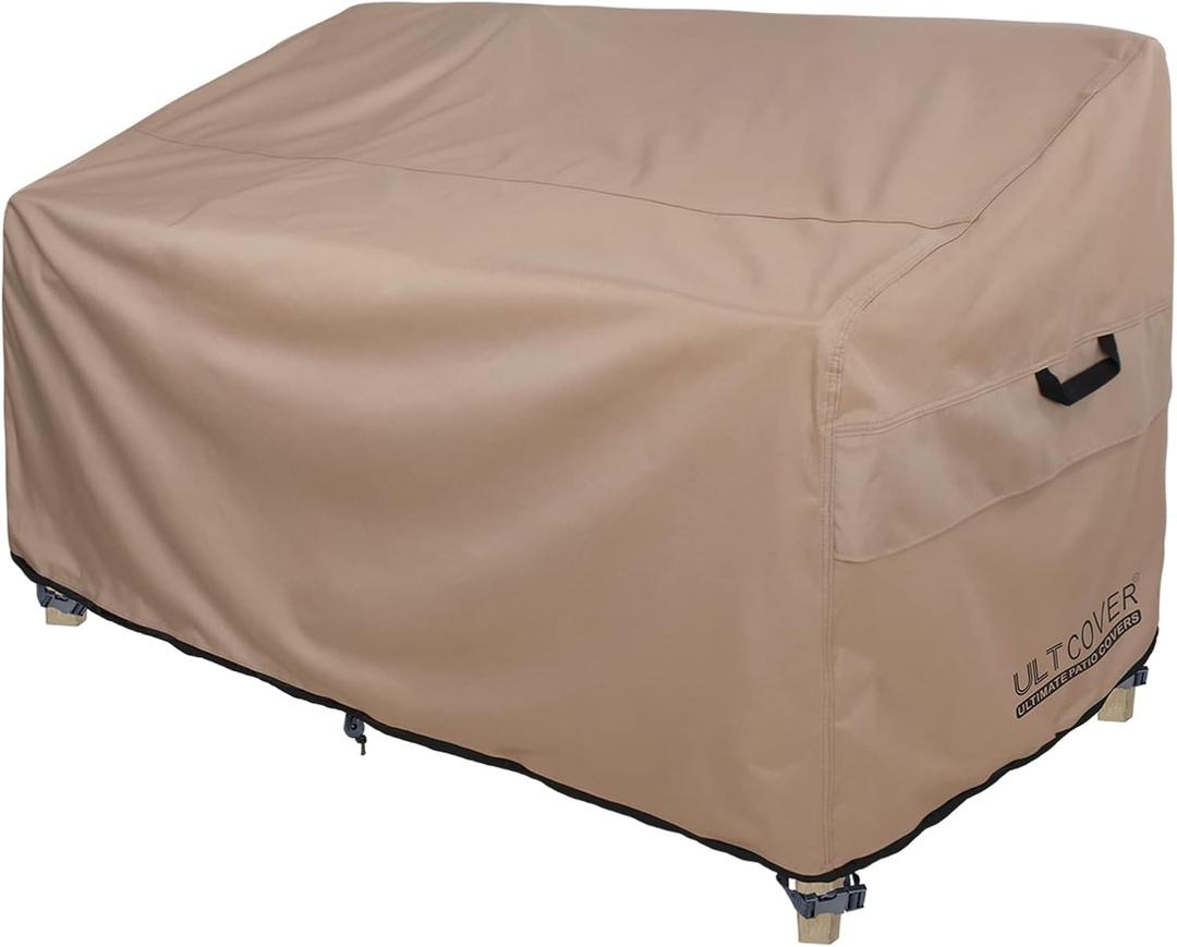 ULTCOVER Patio Furniture Sofa Cover 60W x 35D x 35H inch Waterproof Outdoor 2-Seater Loveseat Cover (60"x35"x24"/35"(H), Brown-35"deep)