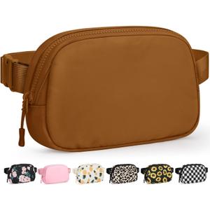 Pritent Fanny Packs for Women Cross Body Bag Waterproof Belt Bag with Adjustable Strap and Zipper Back Pocket Small Crossbody Bags Fashion Waist Packs for Workout Travelling(Brown)