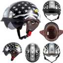 DOT Approved Motorcycle Half Helmet for Adults, Lightweight Retro Open Face Half Shell Helmet for Cruiser Scooter Chopper Moped Street Bike, Men Women Universal Casco (Black, XL)