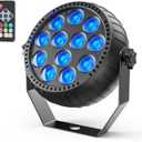Rechargeable Stage Lights, 2200mAh Battery Powered LED Par Lights with Remote & Sound Activated, 12 RGB Portable Uplights for Events Wedding Party Club Concert Indoor 1Pack (No DMX)