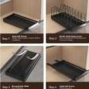 2PCS Black Pot Lid Organizer, Pull-out Pots and Pans Organizer, Under Cabinet Pot Lid Holder for Kitchen, Sliding type Pots and Pans Storage with 16 Adjustable Dividers for Cabinet Pantry Countertop