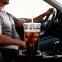 24oz Tumbler with Lid and Straw, Leak Proof and Double Wall Insulated Reusable Plastic Cups,Travel Reusable Iced Coffee Cup (2, Transparent)