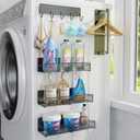 STON ELDER 5 Pack Magnetic Shelves for Washing Machine, Magnetic Spice Racks for Refrigerator, Laundry Organizer with Hooks, Hanger Organizer Stacker, Magnetic Hanger Holder, Utility Room, Kitchen