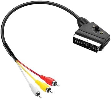 PNGKNYOCN SCART to 3 RCA Adapter Cable,Switchable in Out Scart Male to Composite Audio/Video Converter Cable（0.5M）
