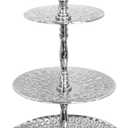Rely+ Dessert Cupcake Stand 3-Tiered Serving Tray 20" Tall 3 Tier Fruits and Cup Cake Stand for Tea Party Birthday Holiday Gatherings Weddings Baby Showers Silver Finish Sturdy Design (Hexagonal)