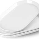 14" Oval Serving Platter - Ceramic Large Serving Platters, Oval Serving Plates For Entertaining, Party Serving Trays Oven Safe, Set of 2, White