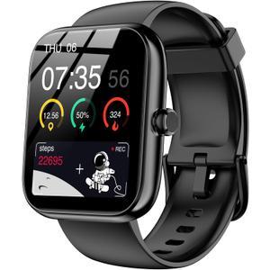 Smart Watch With Alexa Built-in, Bluetooth Calls/Notifications, 1.83" HD Health Fitness Tracker, 24/7 Heart Rate and Sleep Tracking, 120+ Sports Modes, IP68 Waterproof for iPhone and Android (Black)