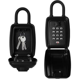 Portable Combination Lock keybox, 9-Digit Keyboard,For House Keys Key Hiders to Hide a Key Outside,Waterproof Key Safe Storage Lock Box(With Shackle)