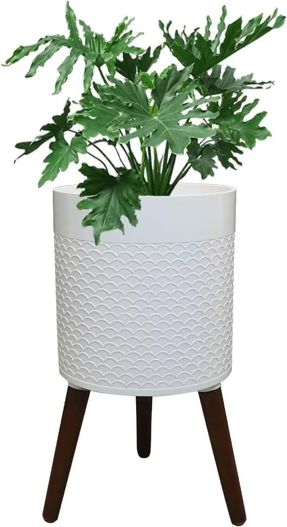 10 Inches Plant Pot with Legs, Modern White Flower Pots