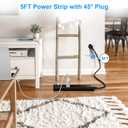 2 Pack Power Strip Surge Protector-5 Widely Spaced Outlets 3 USB Ports(1 USB C Port),1250W/10A with 5Ft Extension Cord, Power Strips with Surge Protection, Wall Mount for Home Office,Black