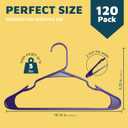 Lifemaster Plastic Clothes Hangers Heavy Duty Hanger Set, for Organizing Clothes, Dresses, and Coat, Holds Up to 5 lbs, Space-Saving Hangers with Non-Slip Shoulder Grooves, Pack of 120, Purple
