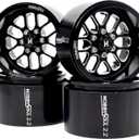 HOBBYSOUL 2.2 RC Wheels Rims -11mm Negative Offset 40mm Width CNC Aluminum 2.2 Beadlock Wheels for 1/10 RC Crawler SCX10 Capra / TRX4 AMG 6x6, Black