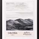 Gallery Solutions - Size 14"x18" Double Airfloat Mat Picture Frame - Sleek Black/White Design for Wall Mounting - Rectangular Wall Mount - Poster Frame - Lightweight Wall Frame