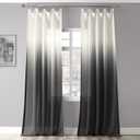 HPD Half Price Drapes Faux Linen Sheer Curtains for Living Room, Bedroom 50 X 96, FELCH-OMB1710-96 (1 Panel) Ombre Black