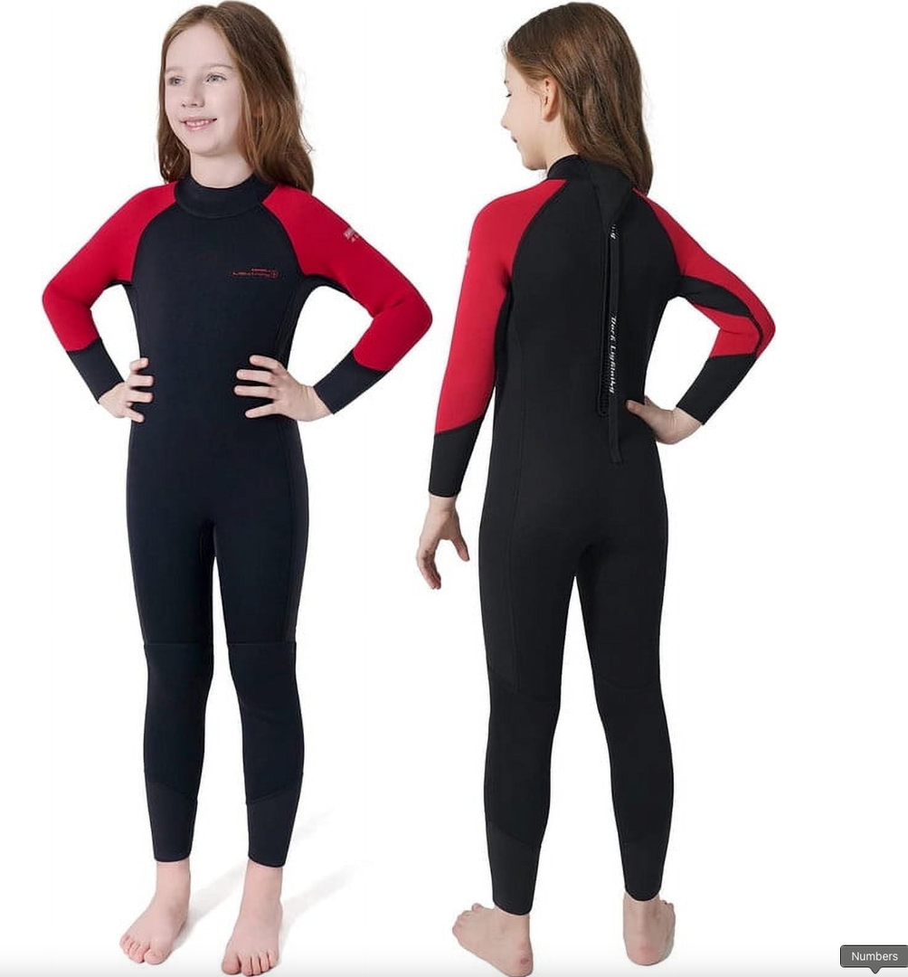 Dark Lightning 3/2mm Kids Wetsuit for Boys and Girls, Neoprene Thermal Swimsuit
 S