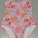 ZAFUL Womens One Piece Swimsuits Tummy Control Bathing Suit High Cut Adjustable Strap Swimwear (X-Small, Pink Floral)