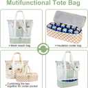 Bluboon Mesh Beach Tote Bag with Cooler Compartment Insulated Detachable Picnic Bag with Zipper and Pocket Pool Bag for Women