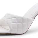 Shoe Land Melrose Women's High Heels Stiletto Heeled Slides, Square Open Toe One Band Slip-On Heeled Mules  Dressy Clear Heeled Sandals for Prom Party Wedding and Vacation (9, White)