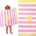 Kids Beach Towels Girls Boys Cute Beach Towel 50 x 30 Inch Microfiber Absorbent Bath Towel Dry Pool Bath Supplies for Party Gifts Swimming Camping Decoration (Pink, Sun)