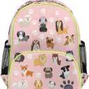 Dog Backpack for School Girls Kids,Puppy Pink Toddler Backpack Waterproof Casual Daypack Preschool Kindergarten Bookbag with Chest Strap for Back to School 14.2 In