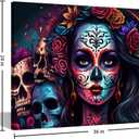 TUMOVO Mexican Woman Pictures Pictures 1Piece Canvas Wall Art for Living Room Black Artwork Modern House Decoration Framed Ready to Hang Posters and Prints 36x24in, 24"Wx36"H