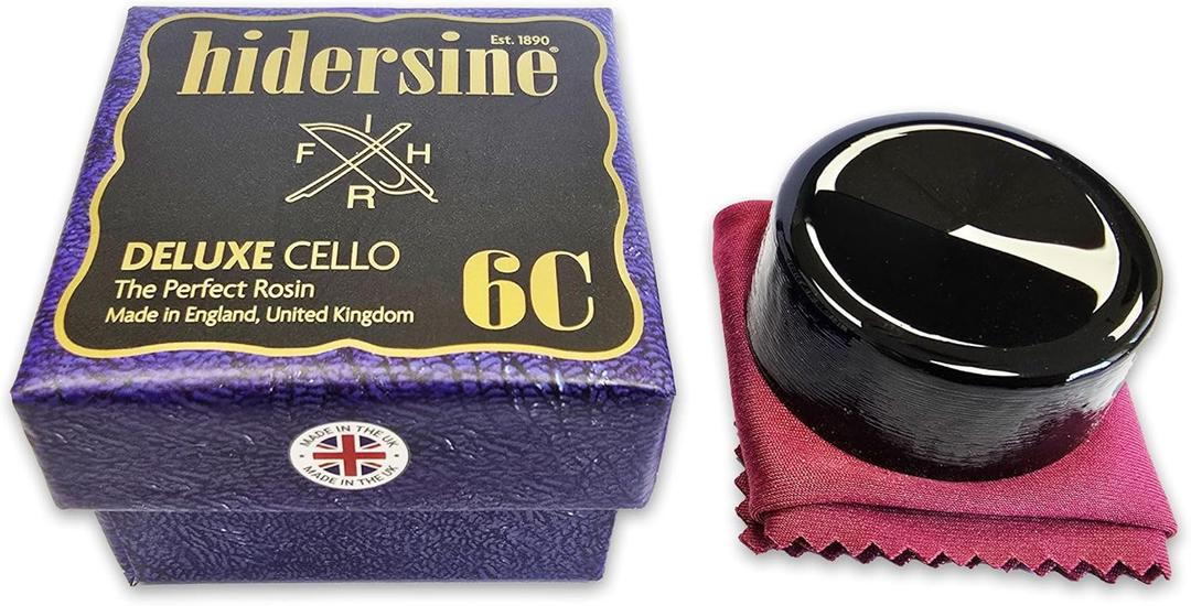 Hidersine 6C Deluxe Cello Rosin - Handmade in UK  Dark formula for Cellists  Historic recipe Rosin with Strong Grip & Warm Tone  30g size for cello bow  Colophony