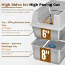 XXL Stainless Steel Sifting Litter Box with Lid, Fully Enclosed 8" Deep Metal Cat Litter Box, Leak-Proof, for Pine Pellets or Non-clumping Litter, for Large & Multi-Cats, with Litter Mat & Scooper