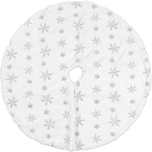 Mrisata Christmas Tree Skirt Round Shape Soft Comfortable White Christmas Mat for Home Store Decor Holiday Decoration Polyester Material 35.4in Diameter (Silver)