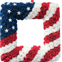 18 Inch Patriotic Red White Blue Large Size Square Shape Flower Wreath for Front Door, Forth of July American Flag Color Soft Touch Floral Wreath for Indoor and Outdoor, July 4th Wreath