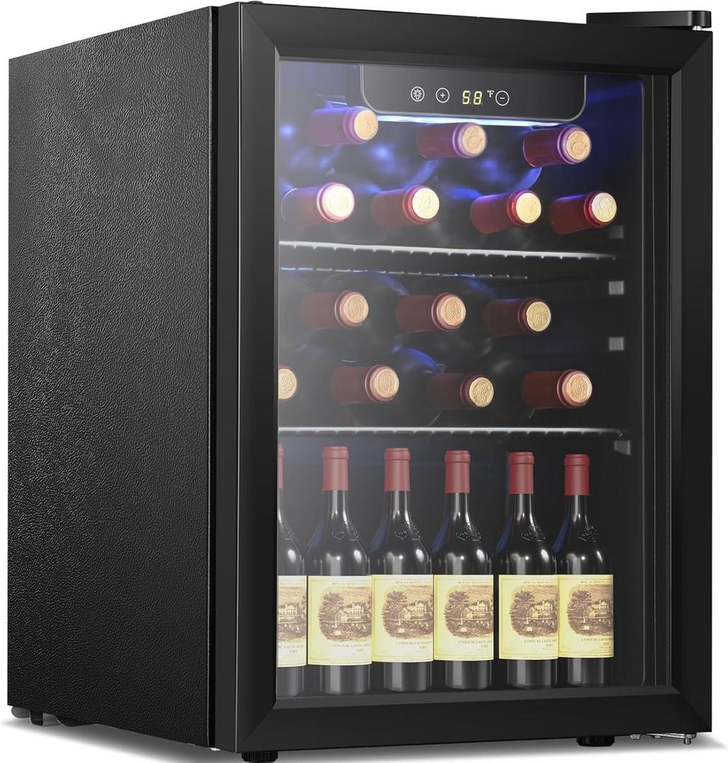 Antarctic Star Wine Cooler, Beverage Refrigerator, 16 Bottle Freestanding Quiet Wine Cellar Front Glass Door for Home and Bar, 1.7 Cu.Ft.